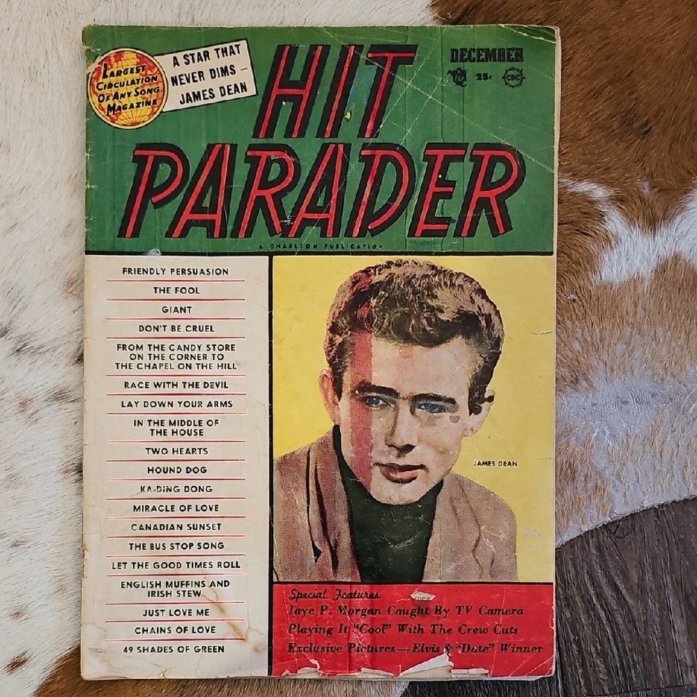 Vintage Hit Parader Magazine with James Dean Cover December 1956